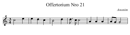 Offertorium Nro 21 - staff notation
