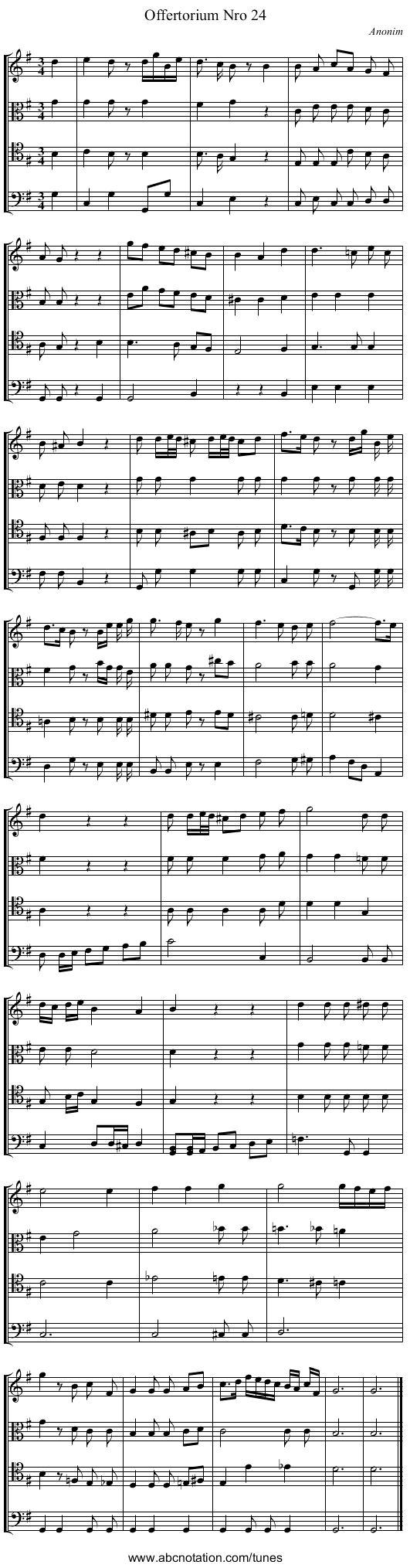 Offertorium Nro 24 - staff notation