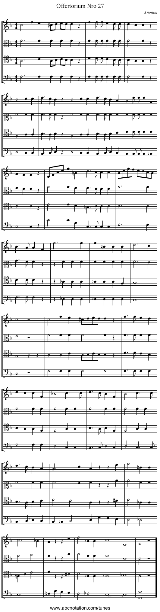 Offertorium Nro 27 - staff notation