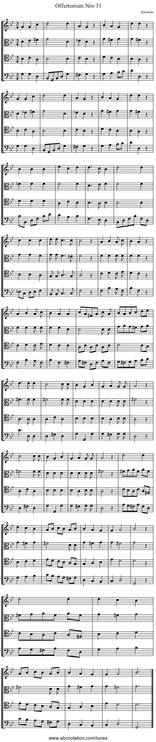 Offertorium Nro 31 - staff notation