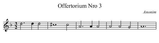 Offertorium Nro 3 - staff notation