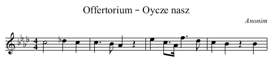 Offertorium – Oycze nasz - staff notation