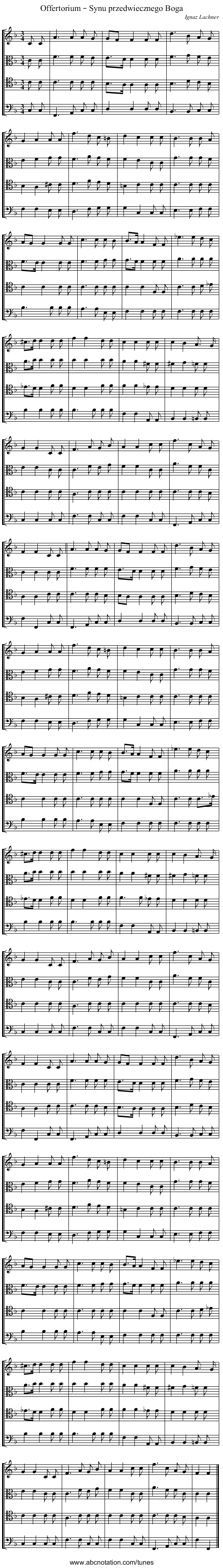 Offertorium – Synu przedwiecznego Boga - staff notation