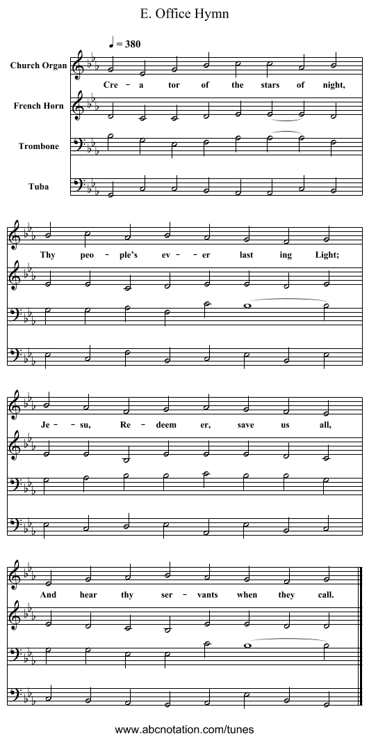 Office Hymn, E. - staff notation