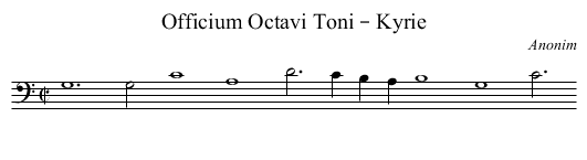 Officium Octavi Toni – Kyrie - staff notation