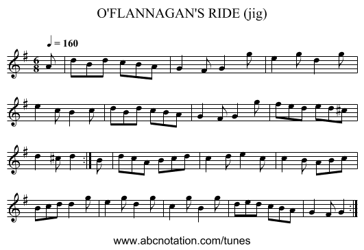 O'FLANNAGAN'S RIDE (jig) - staff notation