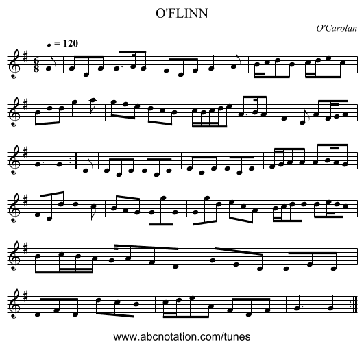 O'FLINN - staff notation