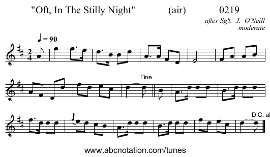 Oft, In The Stilly Night             (air)             0219 - staff notation
