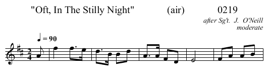Oft, In The Stilly Night             (air)             0219 - staff notation