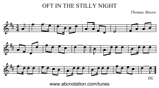 OFT IN THE STILLY NIGHT - staff notation