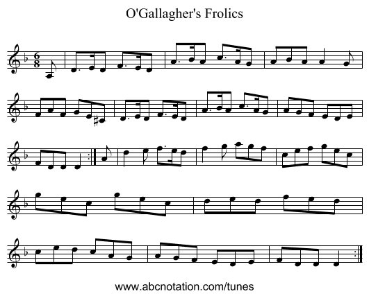 O'Gallagher's Frolics - staff notation