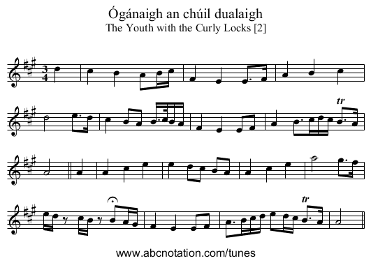 Ógánaigh an chúil dualaigh - staff notation