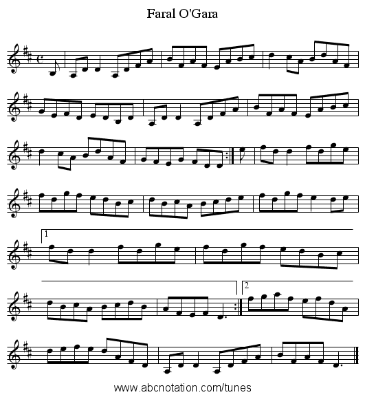 O'Gara, Faral - staff notation