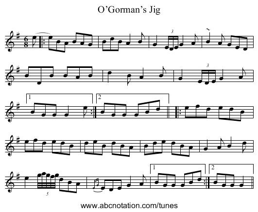 O’Gorman’s Jig - staff notation