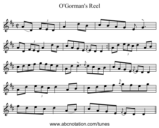 O'Gorman's Reel - staff notation