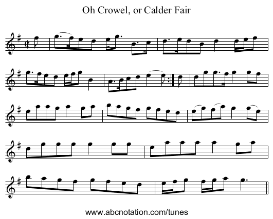 Oh Crowel, or Calder Fair - staff notation