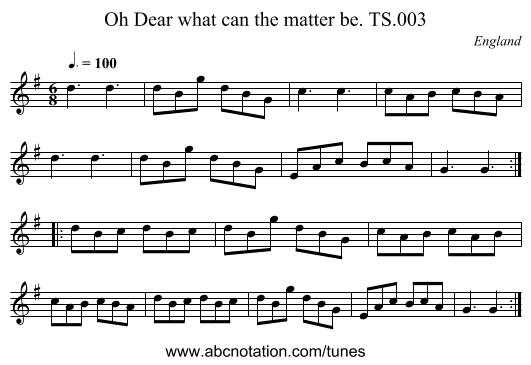 Oh Dear what can the matter be. TS.003 - staff notation