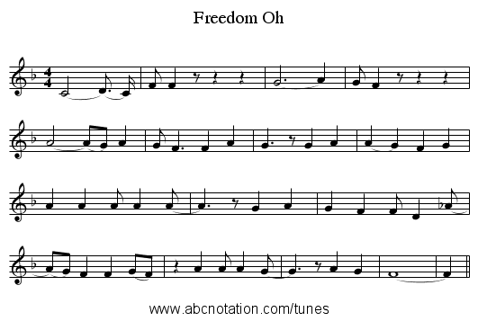 Oh, Freedom - staff notation