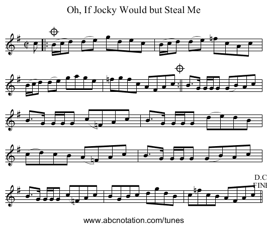 Oh, If Jocky Would but Steal Me - staff notation