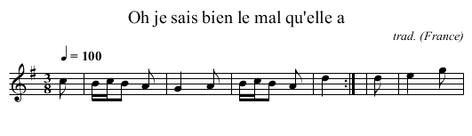 Oh je sais bien le mal qu'elle a - staff notation