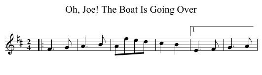 Oh, Joe! The Boat Is Going Over - staff notation