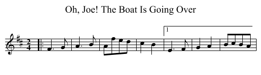 Oh, Joe! The Boat Is Going Over - staff notation