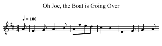 Oh Joe, the Boat is Going Over - staff notation