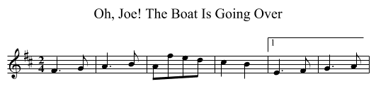 Oh, Joe! The Boat Is Going Over - staff notation