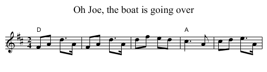 Oh Joe, the boat is going over - staff notation