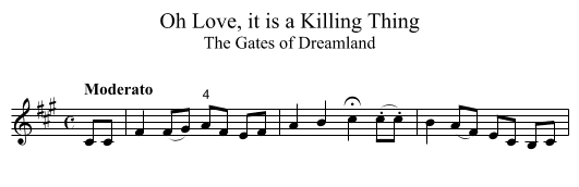 Oh Love, it is a Killing Thing - staff notation