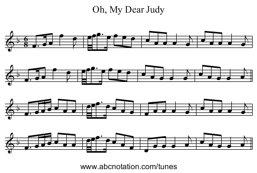 Oh, My Dear Judy - staff notation