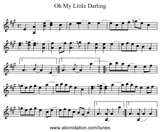 Oh My Little Darling - staff notation