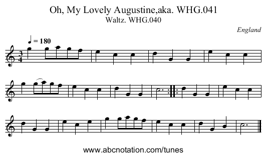Oh, My Lovely Augustine,aka. WHG.041 - staff notation