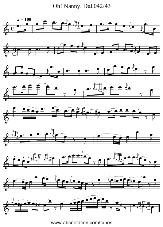 Oh! Nanny. Dal.042/43 - staff notation