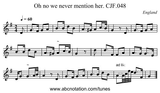 Oh no we never mention her. CJF.048 - staff notation