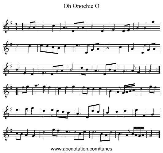 Oh Onochie O - staff notation