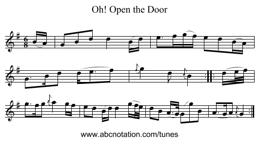 Oh! Open the Door - staff notation