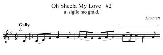 Oh Sheela My Love   #2 - staff notation