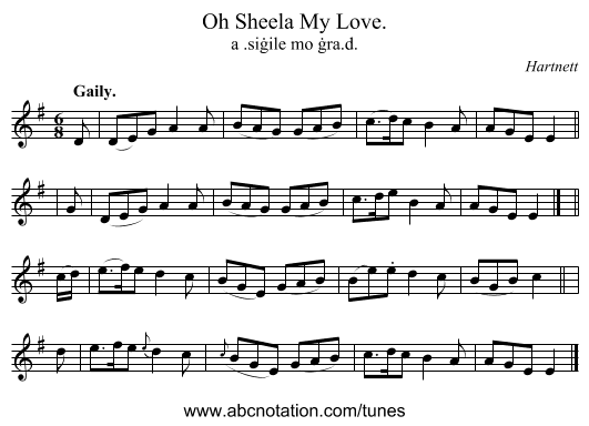 Oh Sheela My Love. - staff notation