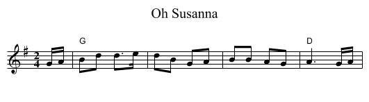 Oh Susanna - staff notation