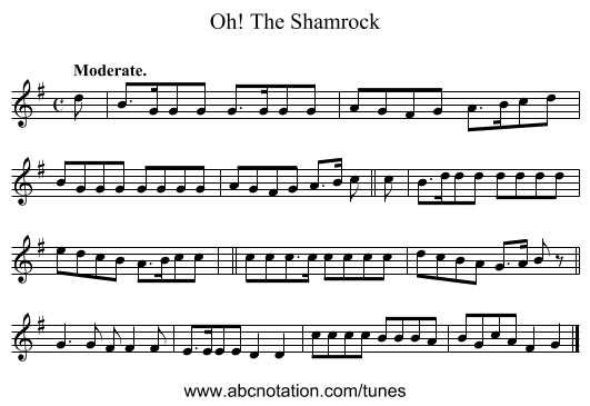 Oh! The Shamrock - staff notation