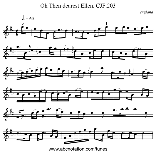 Oh Then dearest Ellen. CJF.203 - staff notation