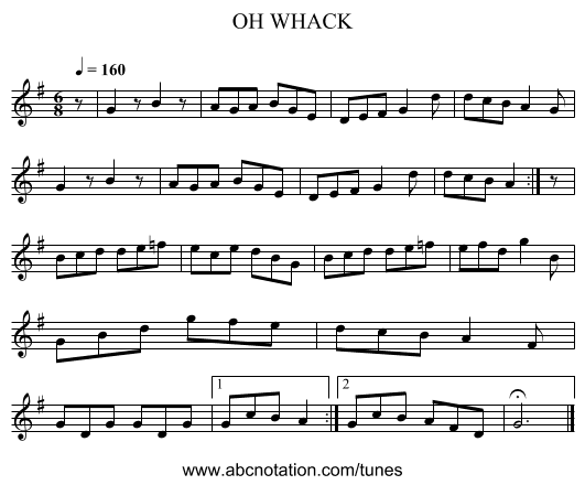 OH WHACK - staff notation