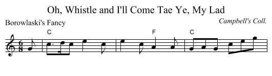 Oh, Whistle and I'll Come Tae Ye, My Lad - staff notation