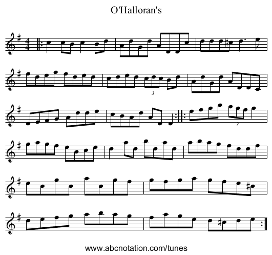 O'Halloran's - staff notation