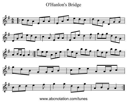 O'Hanlon's Bridge - staff notation