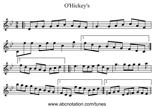 O'Hickey's - staff notation