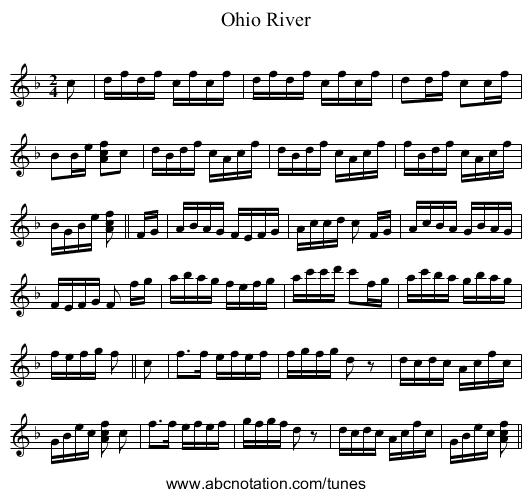Ohio River - staff notation