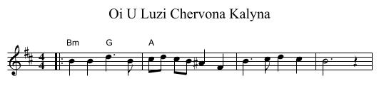 Oi U Luzi Chervona Kalyna - staff notation