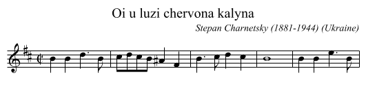 Oi u luzi chervona kalyna - staff notation